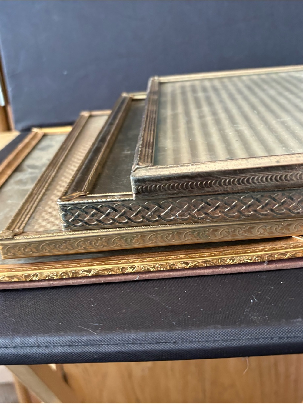 Set of Ornate Vintage Metal Picture Frames in Gold and Silver Tones